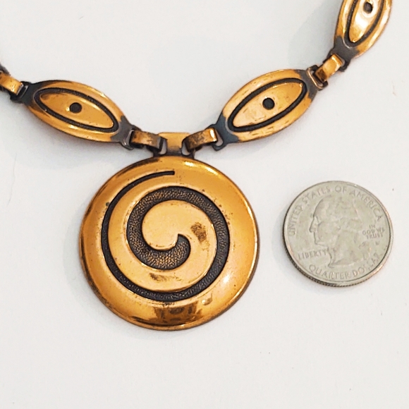 Vintage Oversized Mid-Century Modern Copper Necklace - Picture 6 of 6